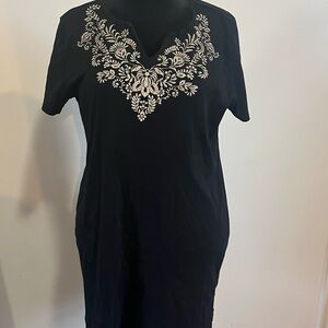 Embroidered Black Top